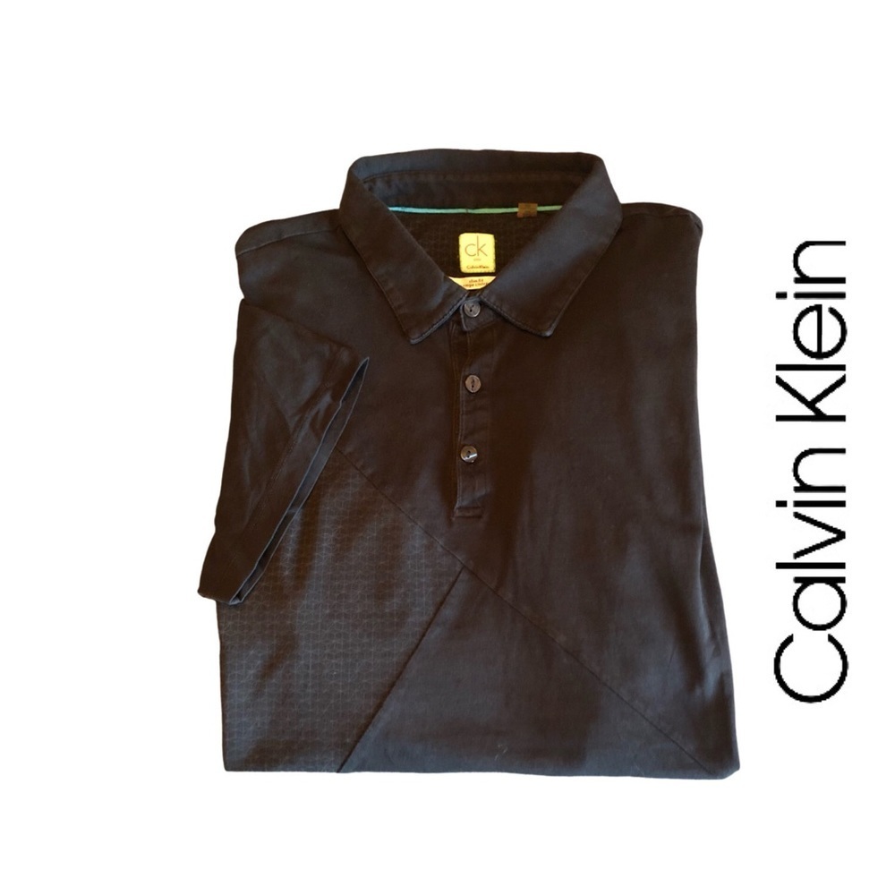 CK One by Calvin Klein Polo Short Sleeve with Patterned Front - Stretch, Size L